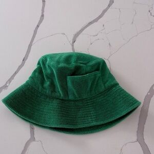 LACK OF COLOR Emerald Green Terry Cloth WAVE Pocket Bucket Hat S/M